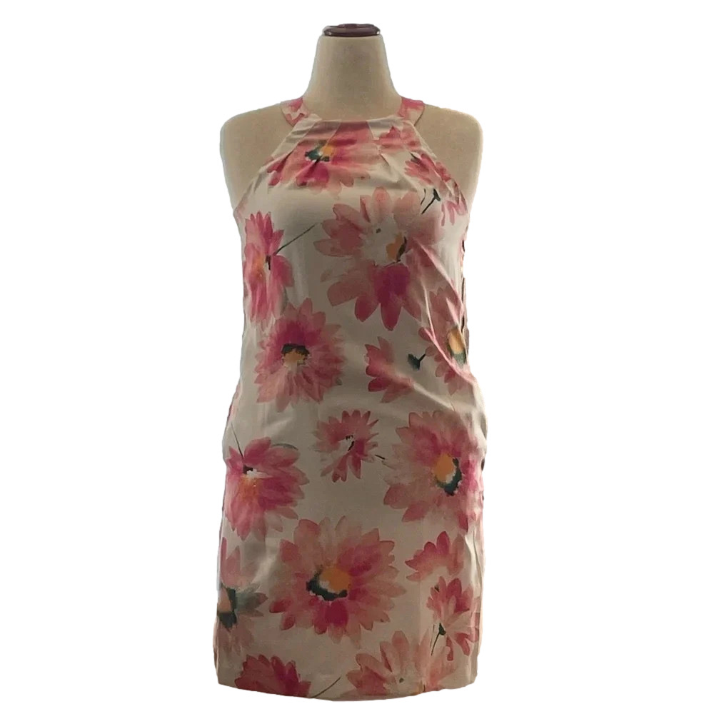 DONNA MORGAN, Sleeveless Floral Dress Women's, Sz 6 Cream/Pink Side Pockets